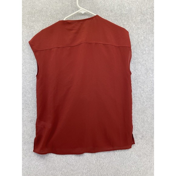 J.Crew Women's Keyhole Burnt Orange Cap Sleeve Blouse Pleated Size 00 - Picture 2 of 12